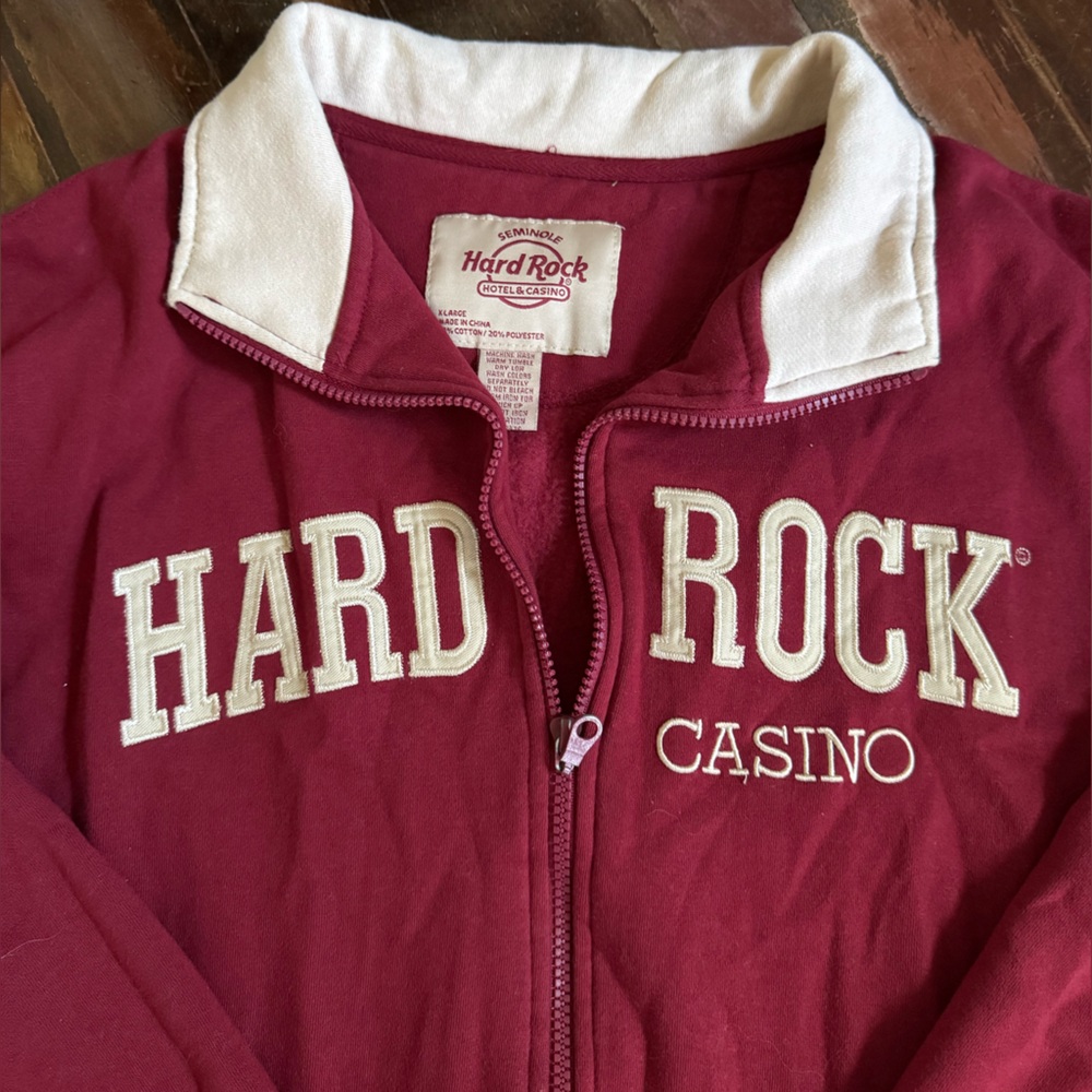 Hard Rock Casino Burgundy and beige Varsity Jacket